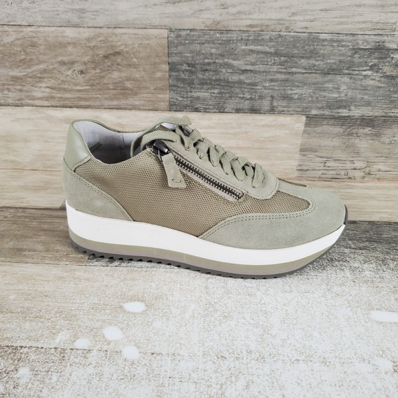 Johnston & Murphy Shoes - Johnston & Murphy Gracie Womens Shoes Sz 6.5 M Sage Suede Side Zip Sneakers